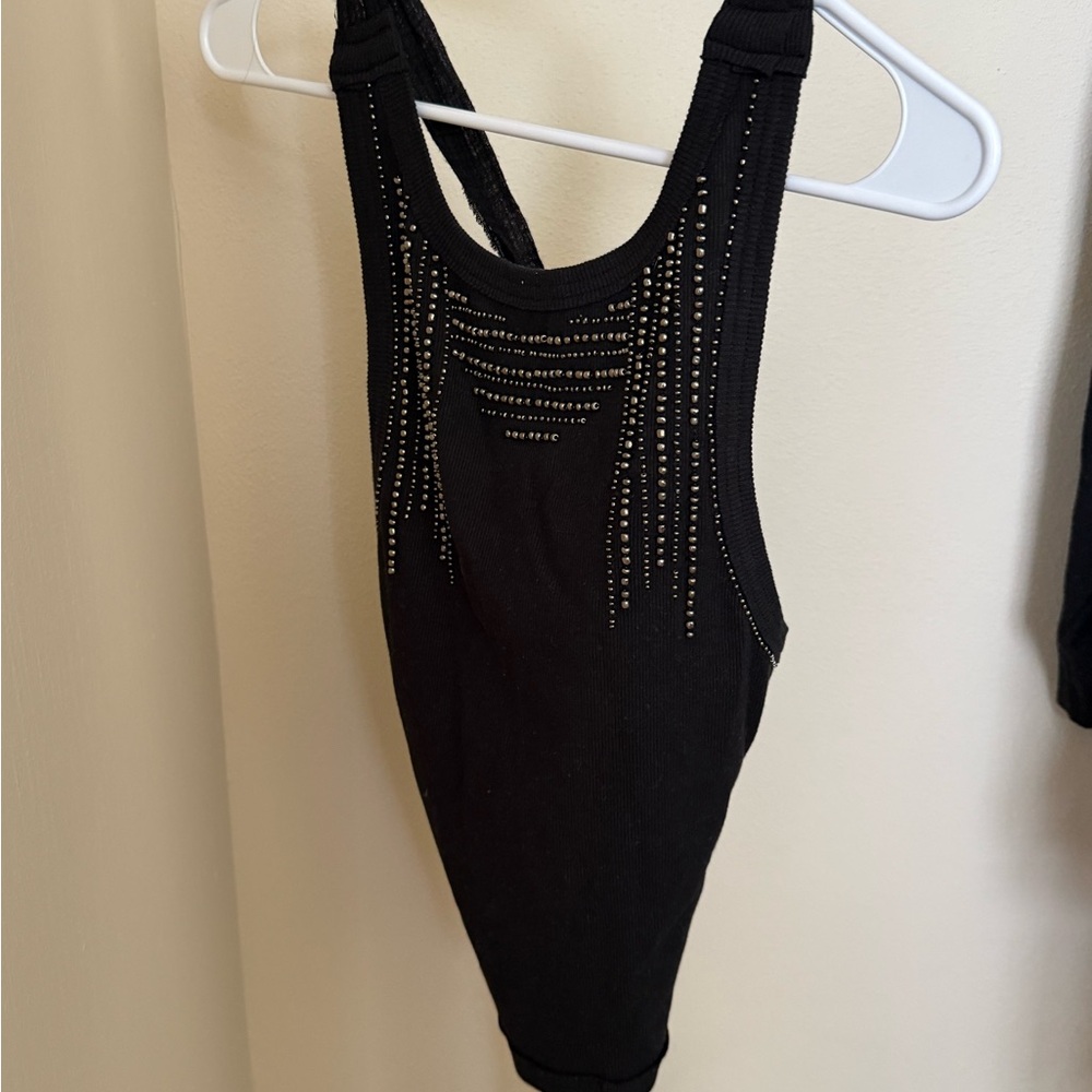 Free People Black Studded Tank Top